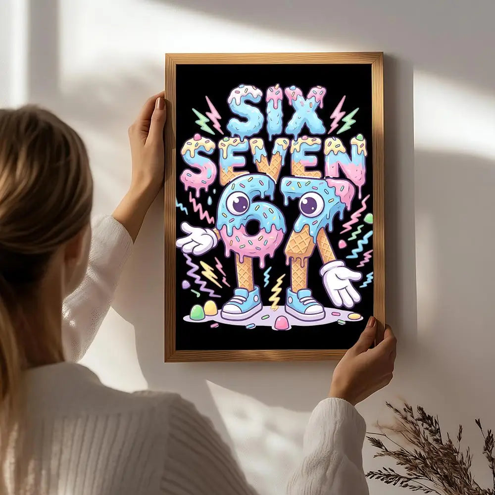 Cool 67 six seven Poster HD Self Adhesive Waterproof Wall Art Ideal for Home Office Dorm Bedroom Great Gift Peaceful Pleasures Health and Wellness White5 50X70cmNoframe