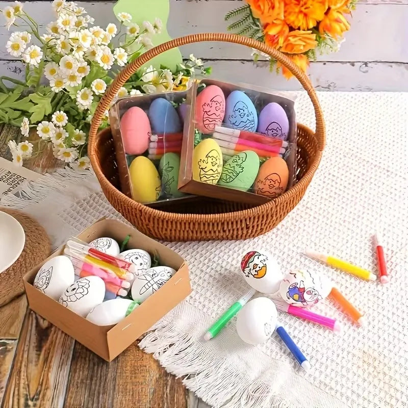 6-Piece Easter DIY Painting Egg Craft Kit | Foam Eggs & Rabbits