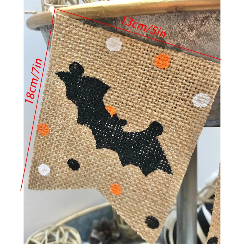 Halloween Bat Burlap Mini Banner | Rustic Fall Party Decor Halloween Banner Peaceful Pleasures Health and Wellness