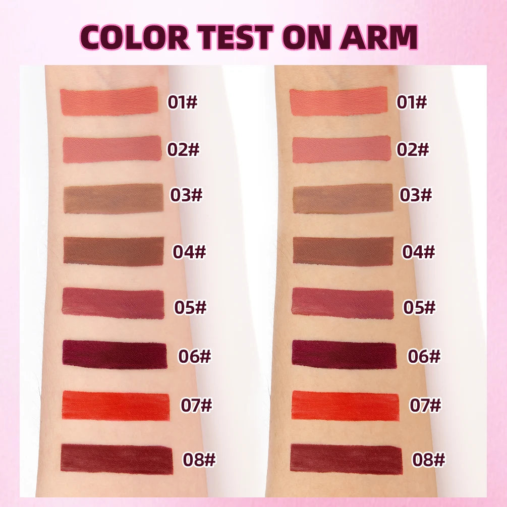 QIBEST Matte Lip Glaze Waterproof Silky Lip Gloss Non-Stick Cup Liquid Lipstick Sexy Red Liptint Durable Lip Mud Lasting Makeup Peaceful Pleasures Health and Wellness