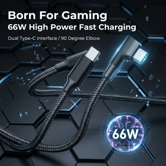 60W USB-C to USB-C 90° Gaming Fast Charging Cable | PD USB-C Charging Cable Oasis Select