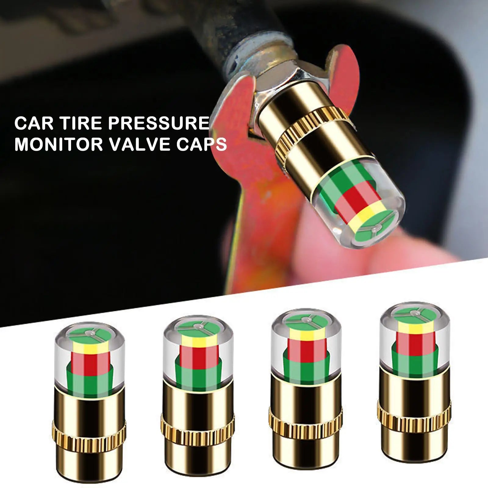 Cars Tire Air Pressure Monitor Alert 4Pcs/set Indicator Tire Valve Cap Gauge Car Accessories Car Tyre Pressure Gauge Caps Useful Peaceful Pleasures Health and Wellness