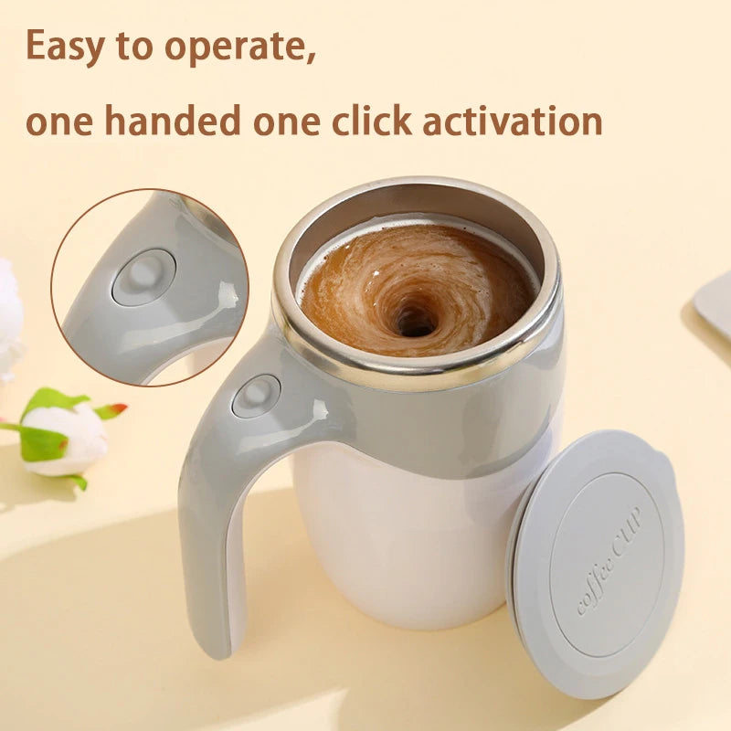Portable Automatic Stirring Coffee Mug Magnetic Electric Stainless Steel Self Mixing Coffee Tumbler Rotating Home Office Travel Peaceful Pleasures Health and Wellness