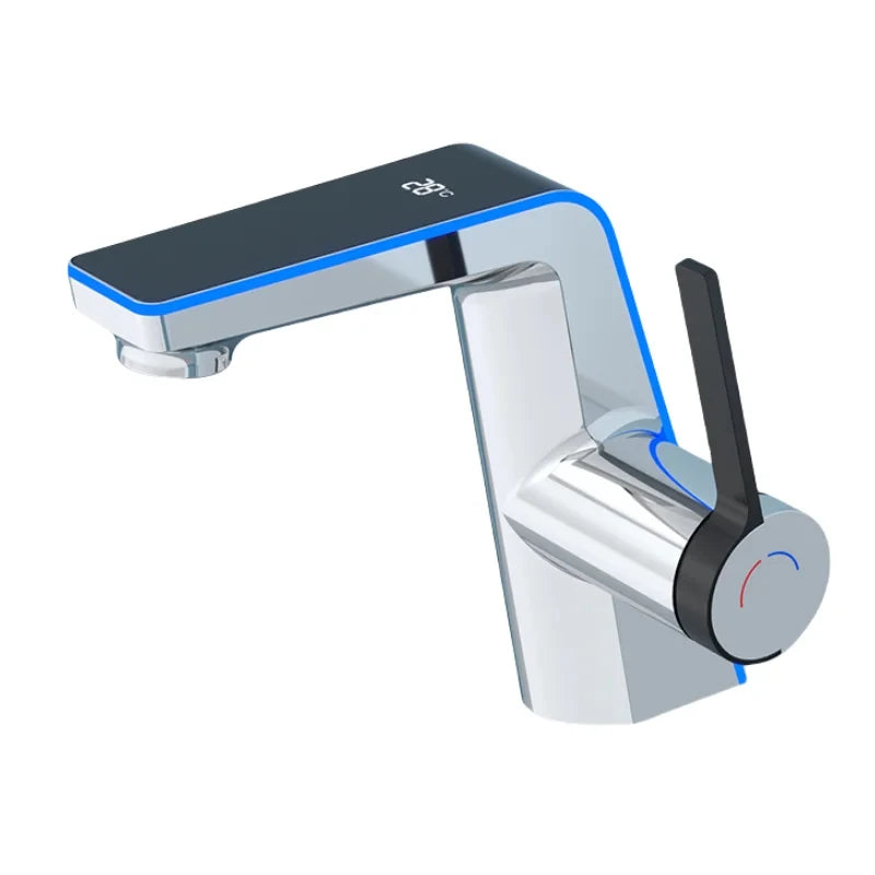 LED Temperature Display Basin Faucet | Single Hole Sink Mixer