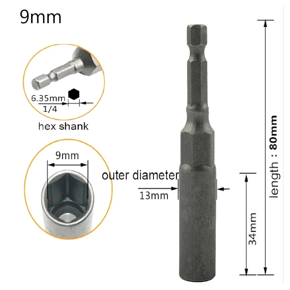Length 1 Hex Sockets 5 5- Drive Magne Socket Impact Nut Bolt Drill
