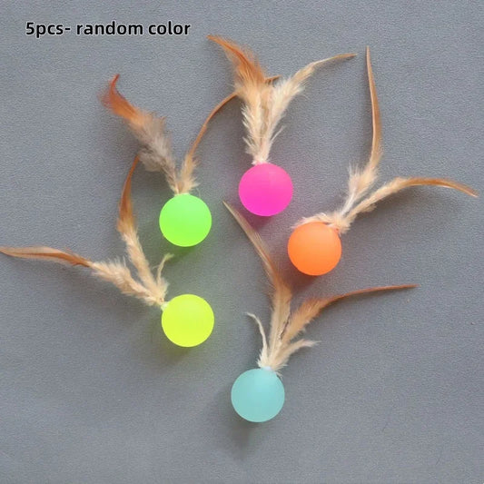 Interactive Feather Elastic Ball Toy for Cats & Dogs Interactive Pet Toy Peaceful Pleasures Health and Wellness