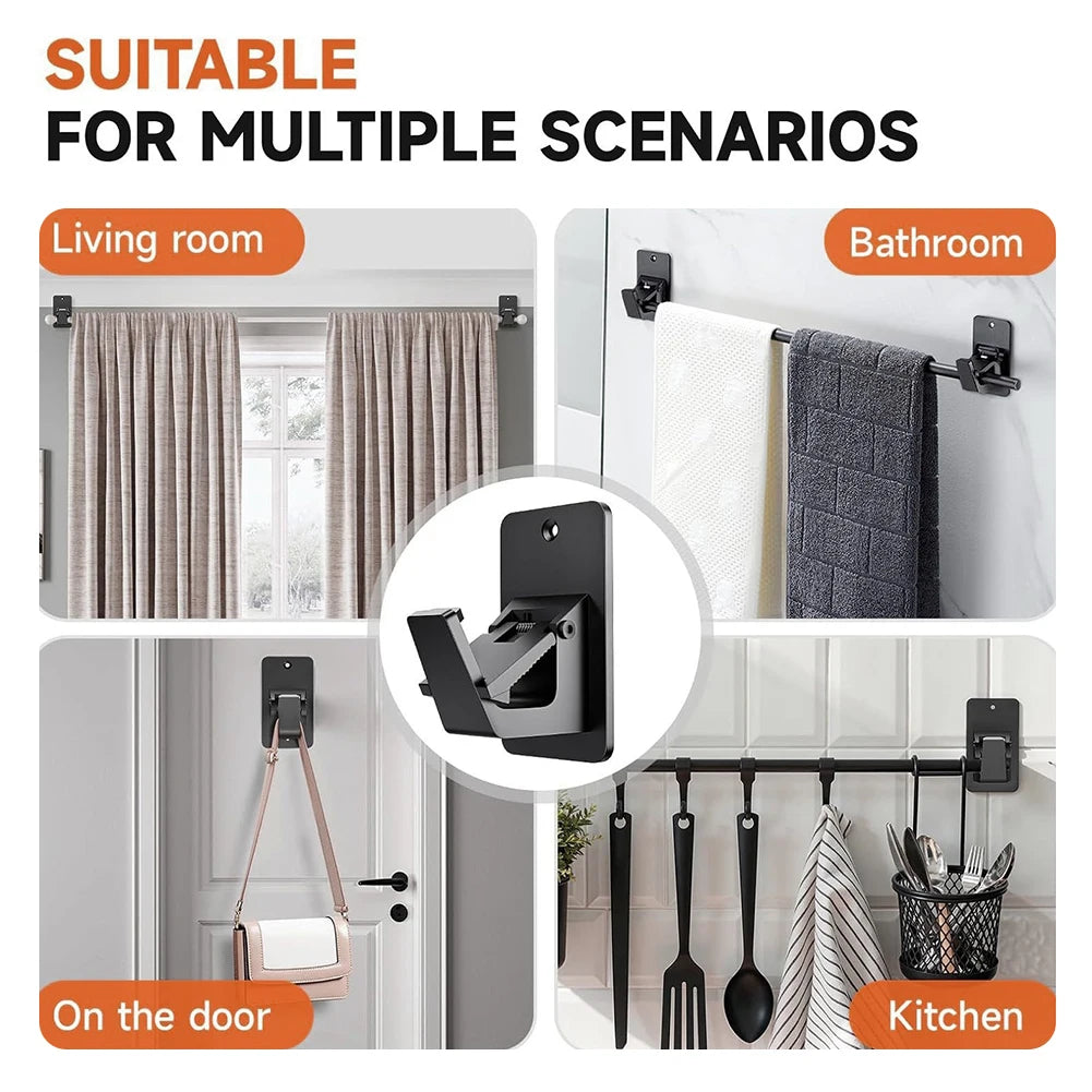 2/4pcs Curtain Rods Nail-Free Adjustables Curtain Rod Hooks No Drill Curtain Rod Brackets Self Adhesive Curtain Rod Holders Peaceful Pleasures Health and Wellness