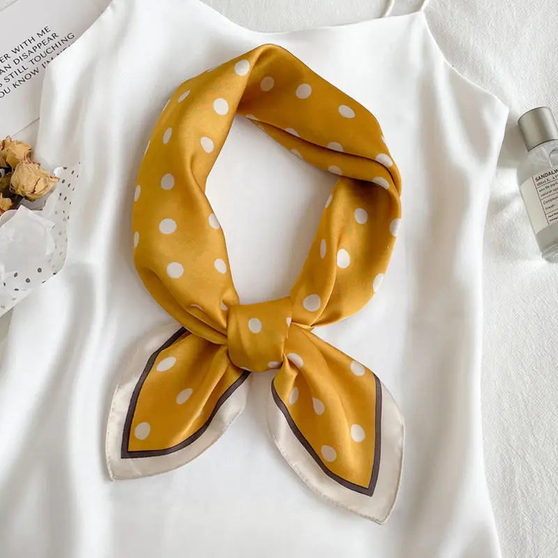 Square Scarf Women Polka Dot Square Scarf Silk Like Lightweight Fashion Shawl Wrap Hijab Bandana Hair Accessory Gift Peaceful Pleasures Health and Wellness
