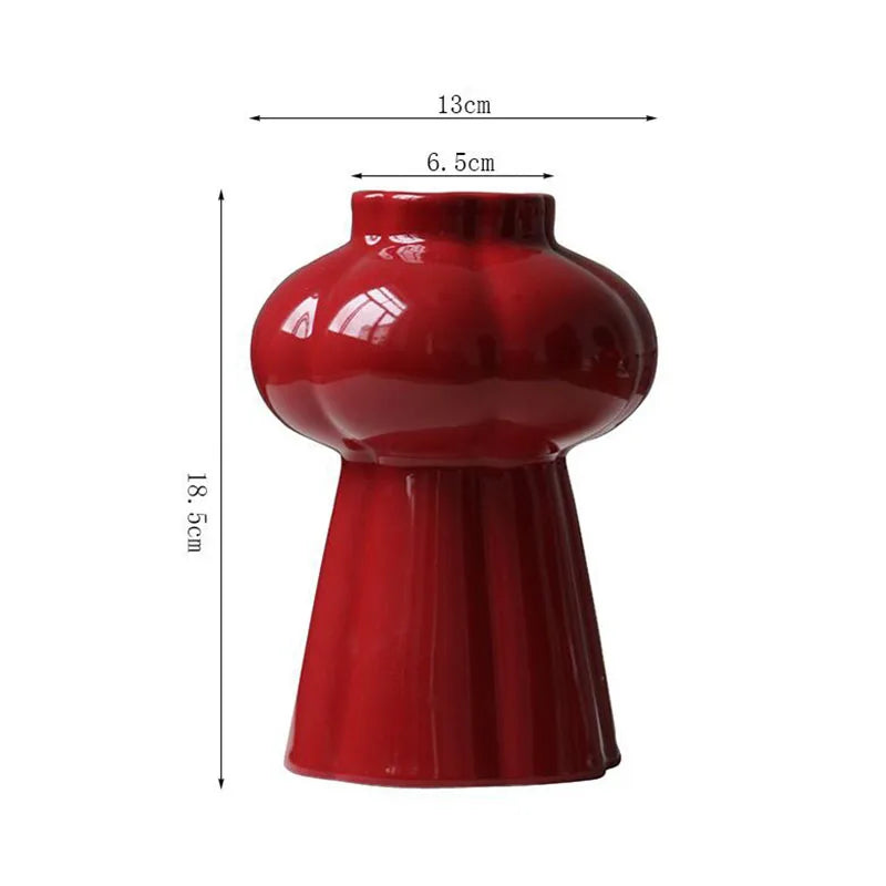 Red Ceramic Flower Vase | Wedding & Festival Centerpiece