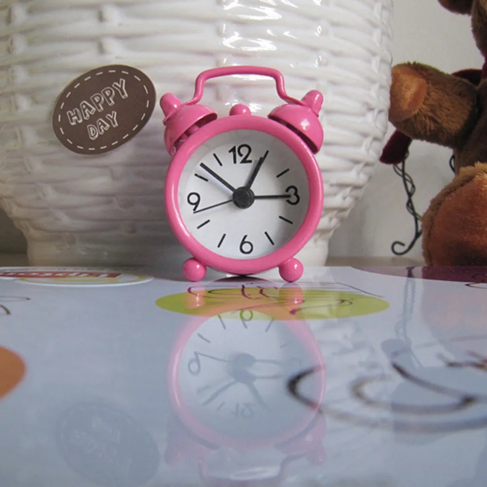 Retro Mini Double Bell Alarm Clock – Metal Desk & Travel