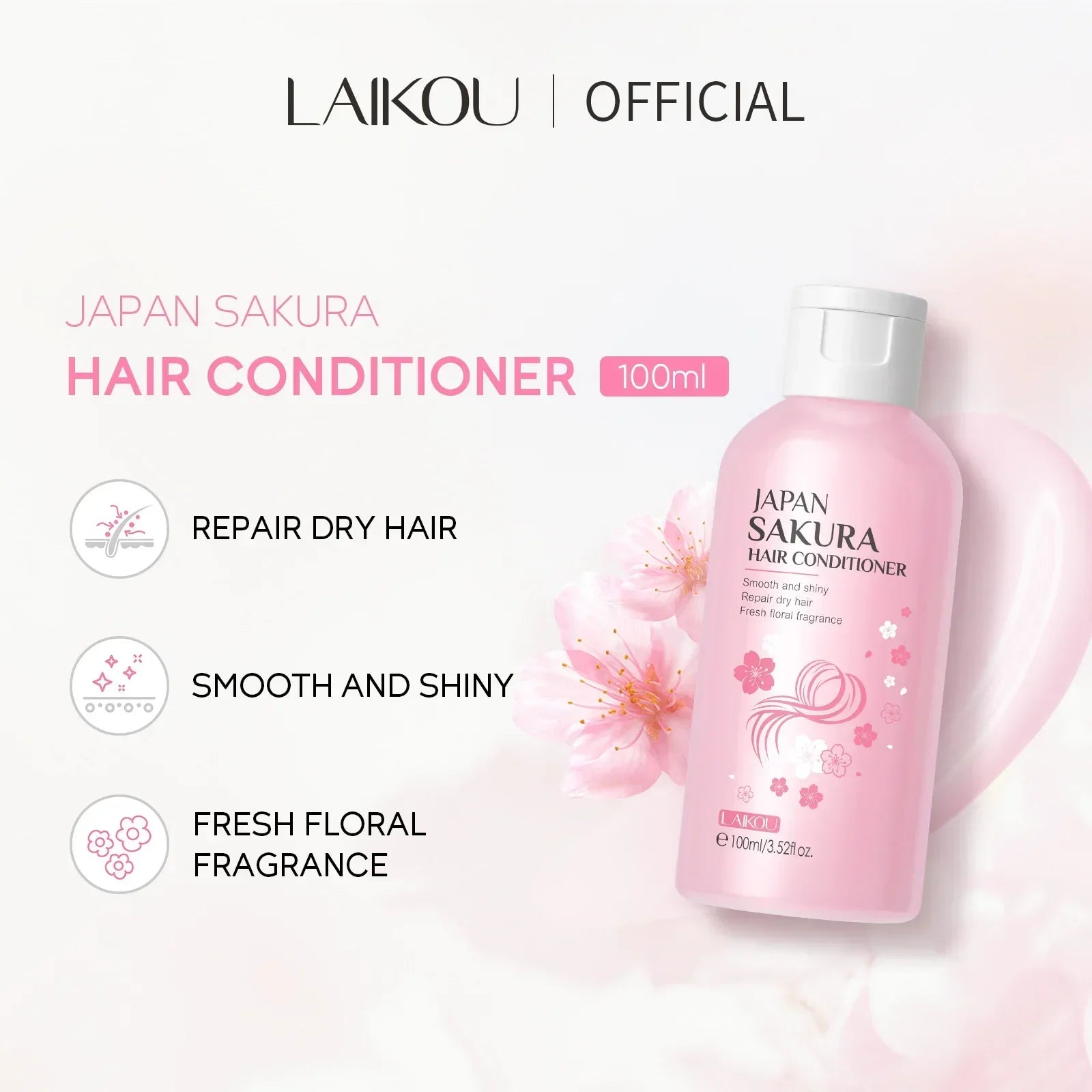 LAIKOU Sakura Shampoo & Hair Conditioner – Repair, Smooth & Nourish Peaceful Pleasures Health and Wellness