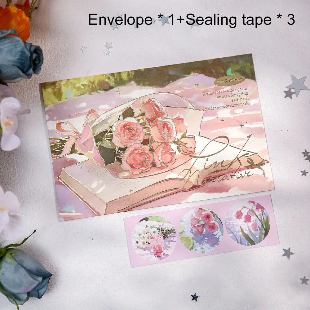Romantic Scenery Stamping Envelope Poetry Petals Travel Commemorative
