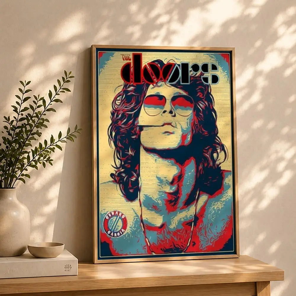 The Doors Band HD Self-Adhesive Waterproof Wall Poster Wall Art Poster Peaceful Pleasures Health and Wellness White15 21X30cmNoframe