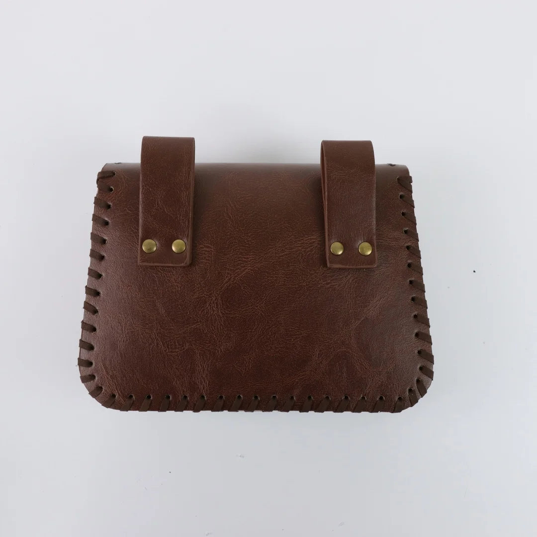 Vintage Double Dragon Embossed Faux Leather Belt Pouch Medieval