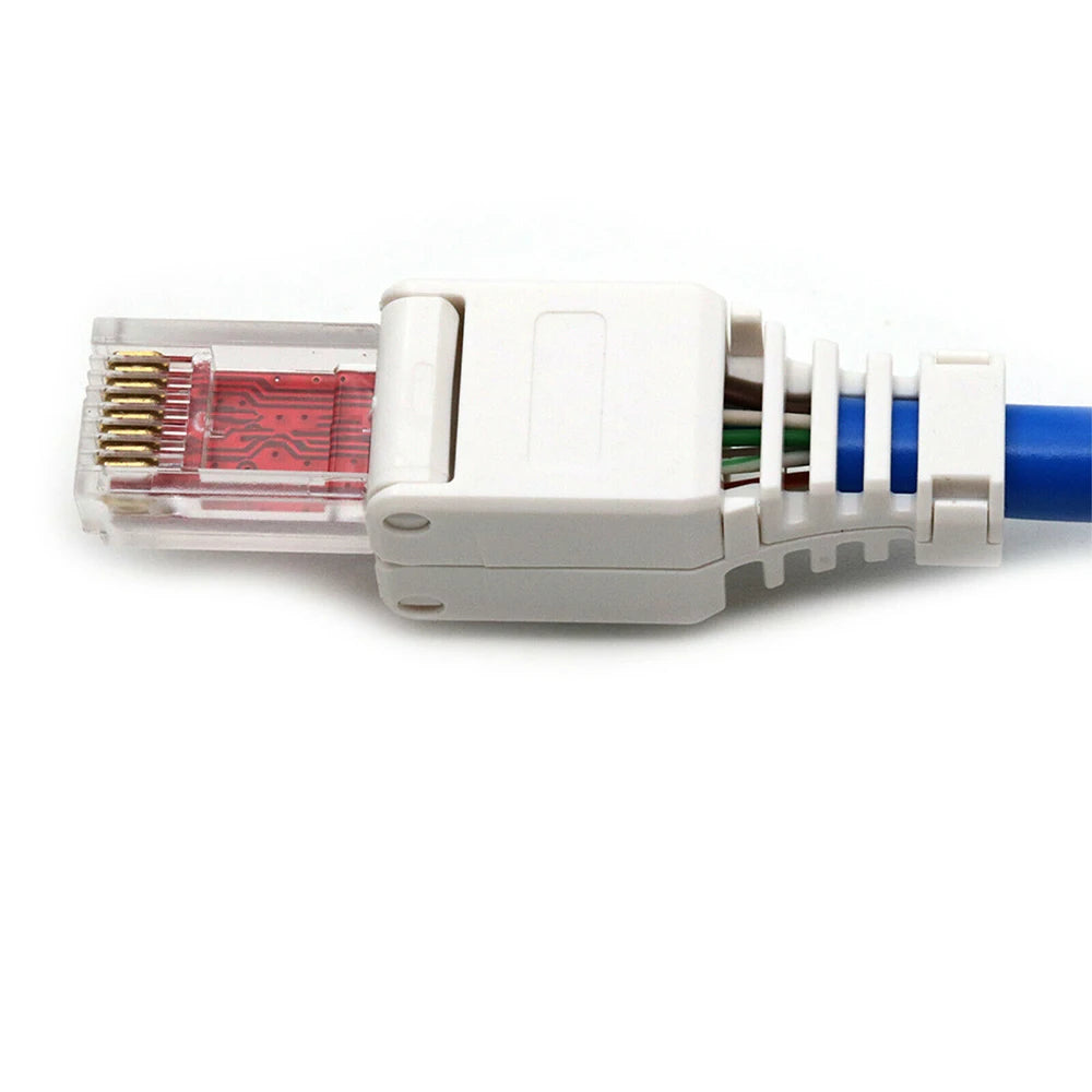 8P8C Ethernet Cable Connectors Tool-less CCTV Plug RJ45 Connector Crystal Head CAT6 Peaceful Pleasures Health and Wellness white