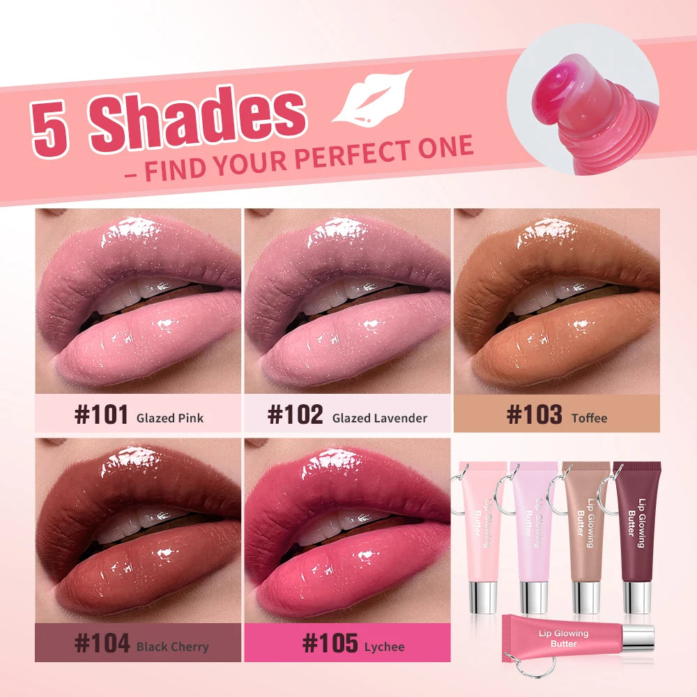 Lip Oil Plumper Long Lasting Lip Gloss Keychain Glowing Butter Moisturizing Pink Nourishing Makeup Care Hydrating Lipstick Peaceful Pleasures Health and Wellness