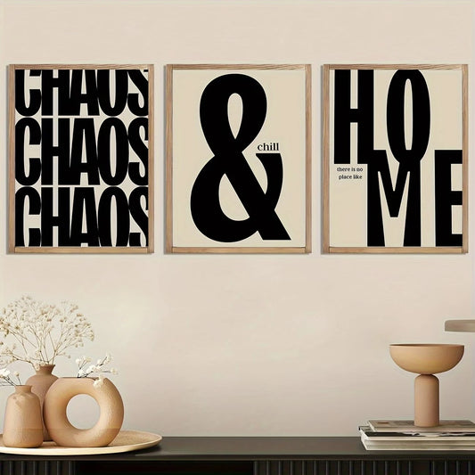 3-Piece Black & Beige Quote Canvas Wall Art | Modern Home Decor Canvas Wall Art Set Peaceful Pleasures Health and Wellness G4634-3pcs 21x30cm Unframed