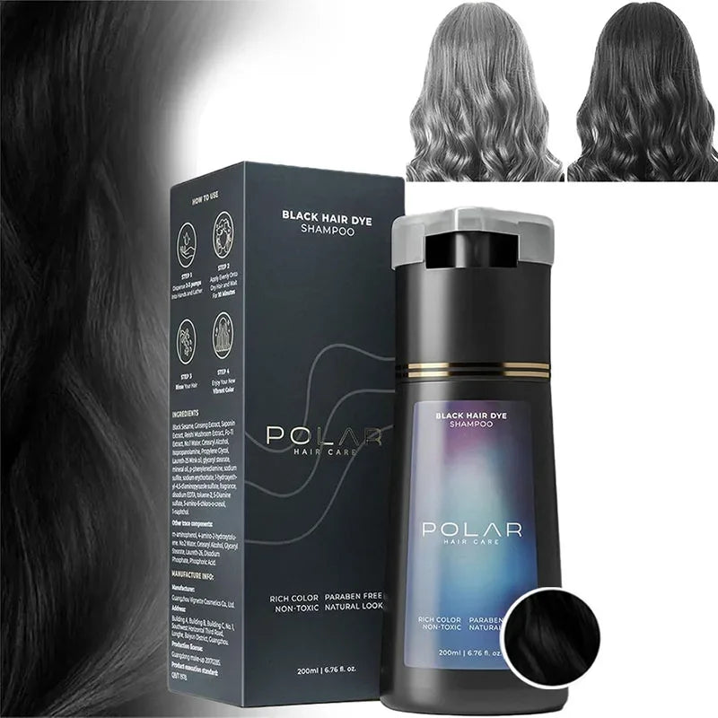 3-in-1 Hair Dye Coloring Shampoo – Long-Lasting Gray Coverage for Men & Women 200ml Peaceful Pleasures Health and Wellness black