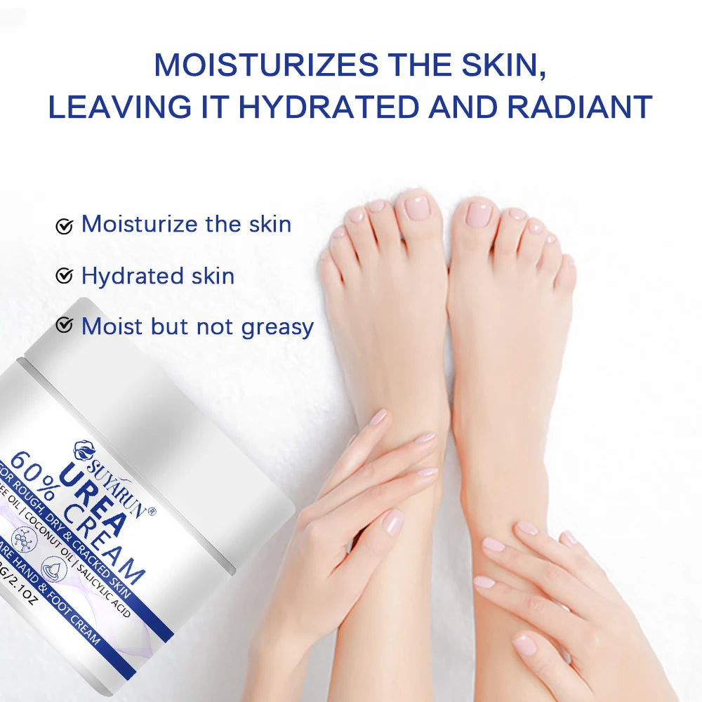 SUYARUN 60% Urea Foot Cream for Cracked Heels & Dry Skin - Intensive Moisturizing Treatment, Callus Remover, Diabetic Foot Care. Peaceful Pleasures Health and Wellness