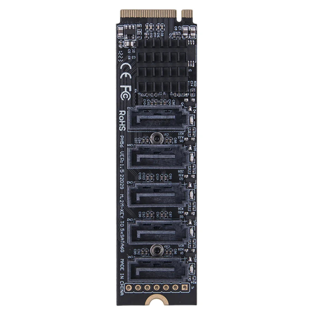 M.2 M-Key to SATA 3.0 Riser Card – 5/6 Port PCIe Adapter
