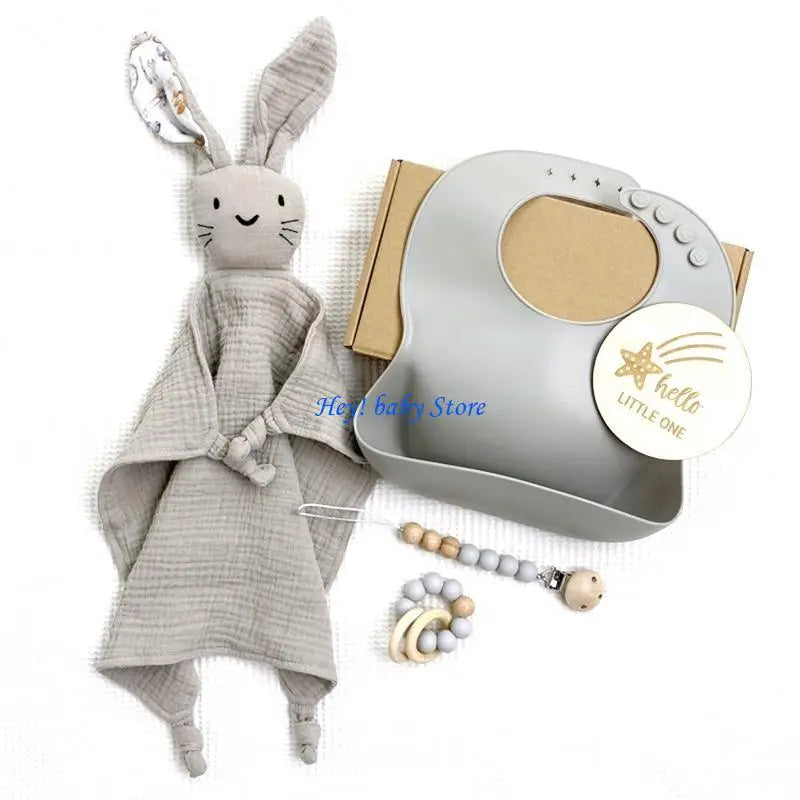 Baby Bath Toy Set – Wooden Rattle Bracelet & Silicone Teether