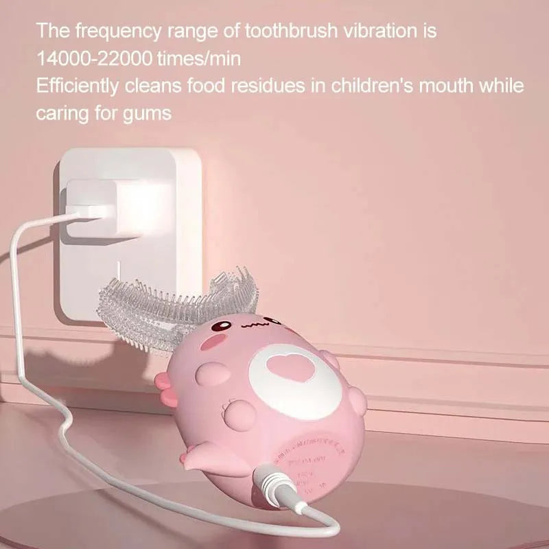 Children U Shape Replacement Oral Care Cleaning Brush Rechargeable Kids Tooth Cleaner U Shape Toothbrush Peaceful Pleasures Health and Wellness