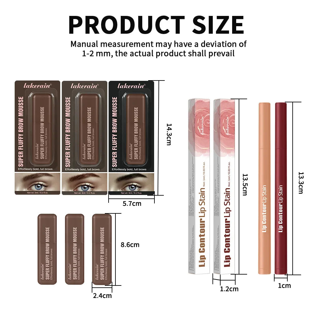 Matte Lip Liner & Fluffy Brow Mousse Set – Waterproof 2pcs