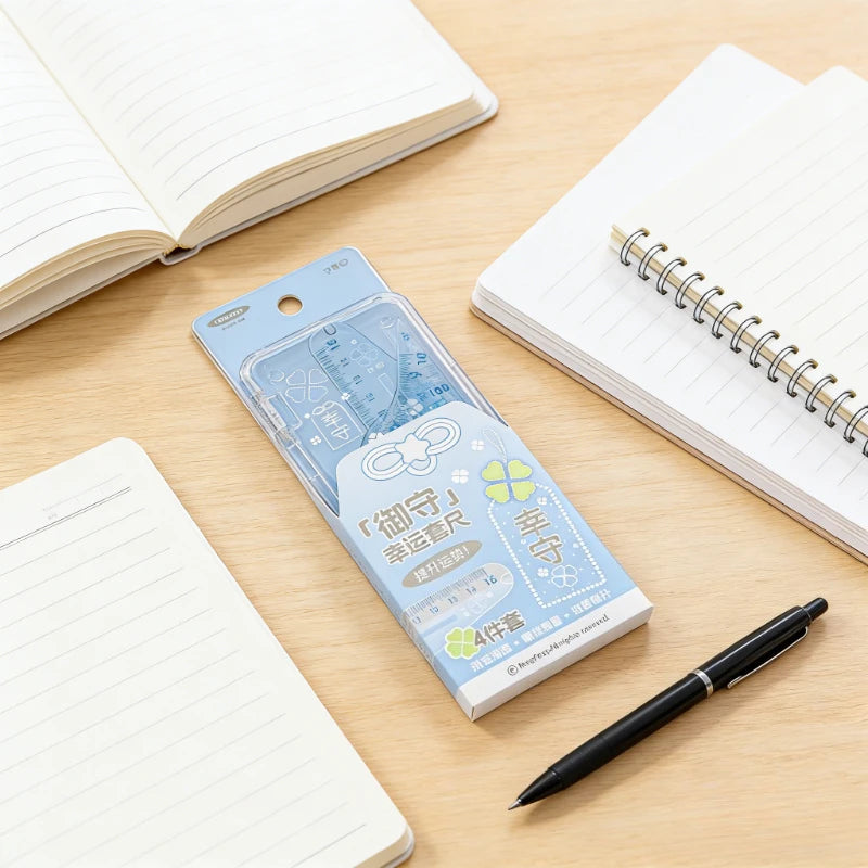 Ins Style Transparent Triangle Ruler Set Student Stationery Math Drawing Tools for School Ruler Set Tool Peaceful Pleasures Health and Wellness