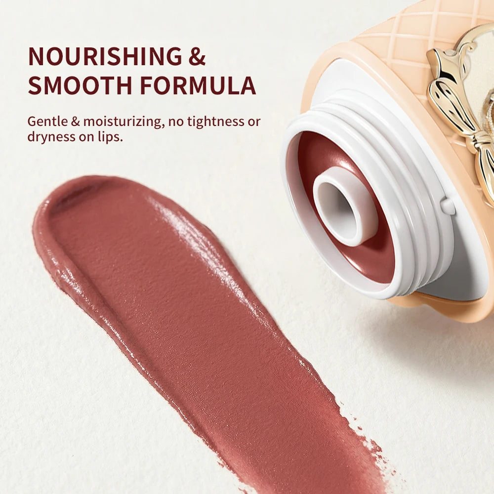 Miss Queen Strawberry Lip Clay High-coverage Matte Finish Long Lasting Color Anti-smudge Delicate Gentle Moisturizing Lipstick Peaceful Pleasures Health and Wellness