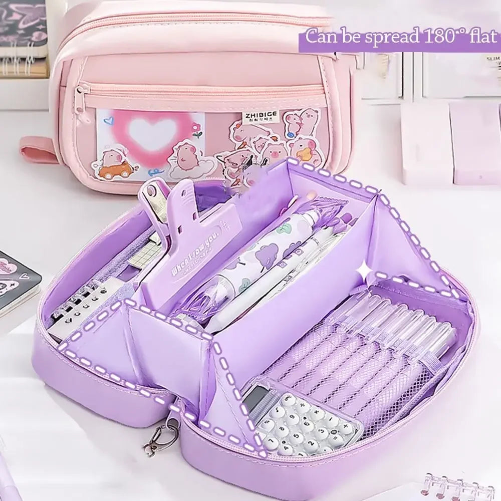 Large Capacity Pencil Bags for Schoolgirls - High-Value Stationery Bag, Multifunctional Pencil Bag, Ideal for School Supplies Peaceful Pleasures Health and Wellness