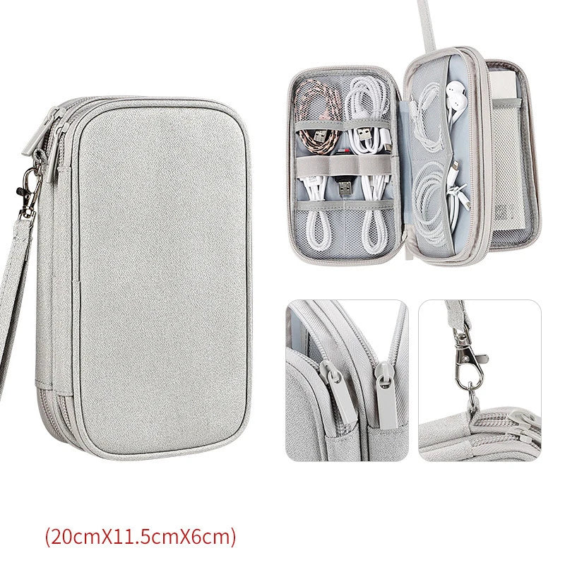 Grey Black Navy Travel Portable Digital Product Storage Bag USB Data