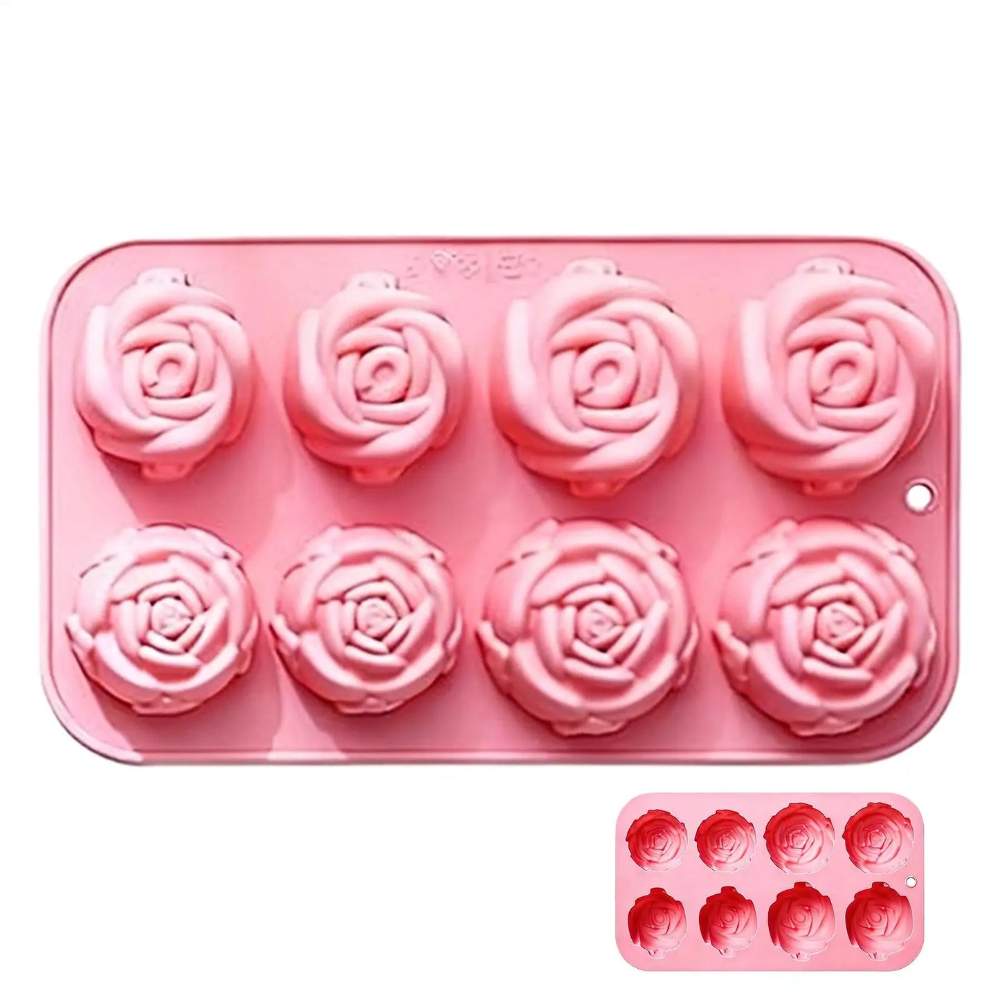 8-Cavity Rose Silicone Mold – Baking, Soap, Candle & Chocolate