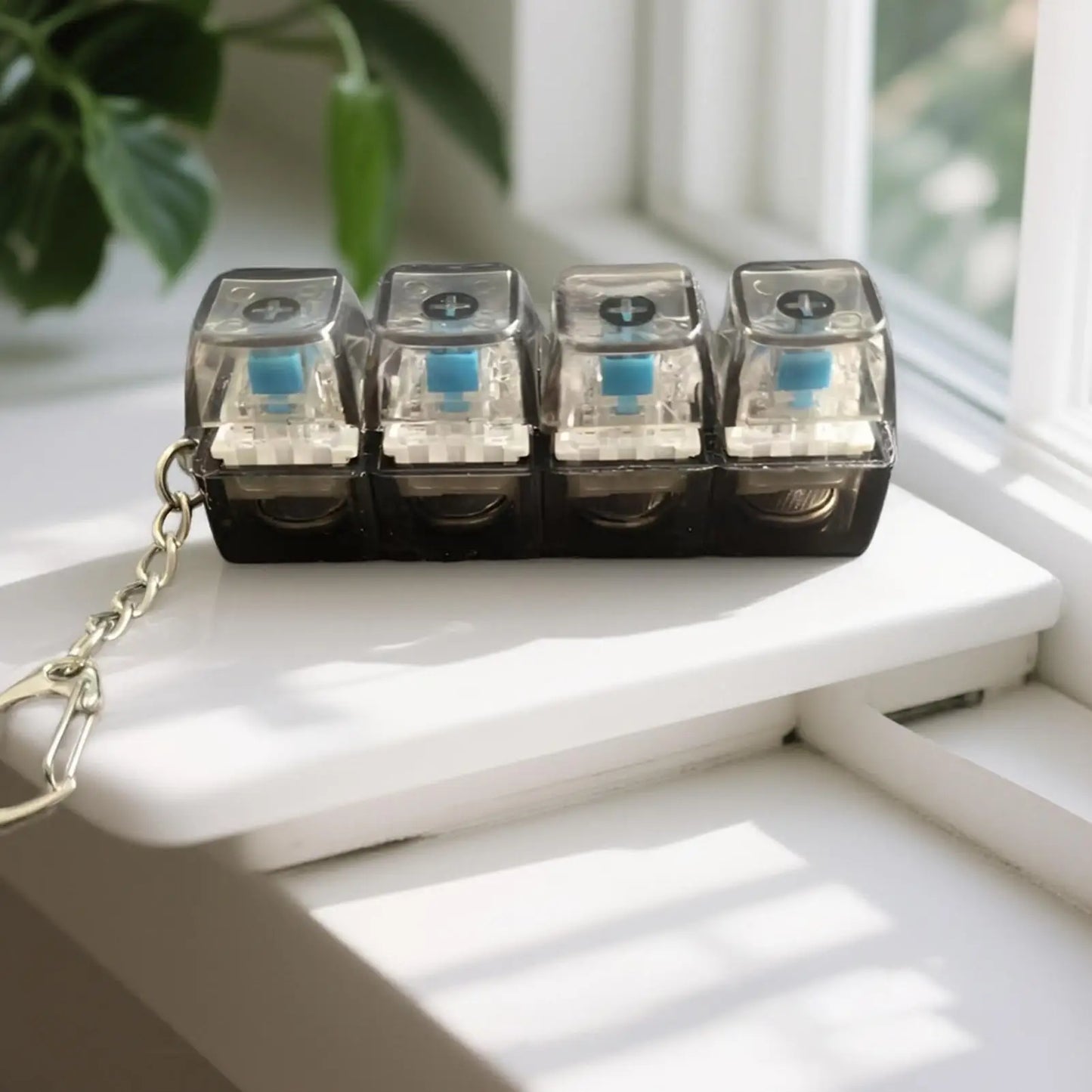 4-Key Mechanical Keyboard Fidget Keychain | Light-Up Keys