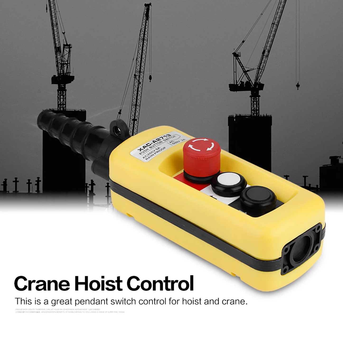 Crane Chain Hoist Push Button Switch Lifting Pendant Controller with Emergency Stop Hoist Controller Hoist Control System Peaceful Pleasures Health and Wellness