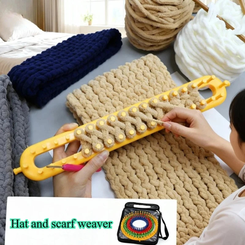 DIY Plastic Weaving Loom Knitting Kit Durable Portable Handmade Craft Rectangle Wool Knitter DIY DIY Machine Sewing Tools Loom Peaceful Pleasures Health and Wellness