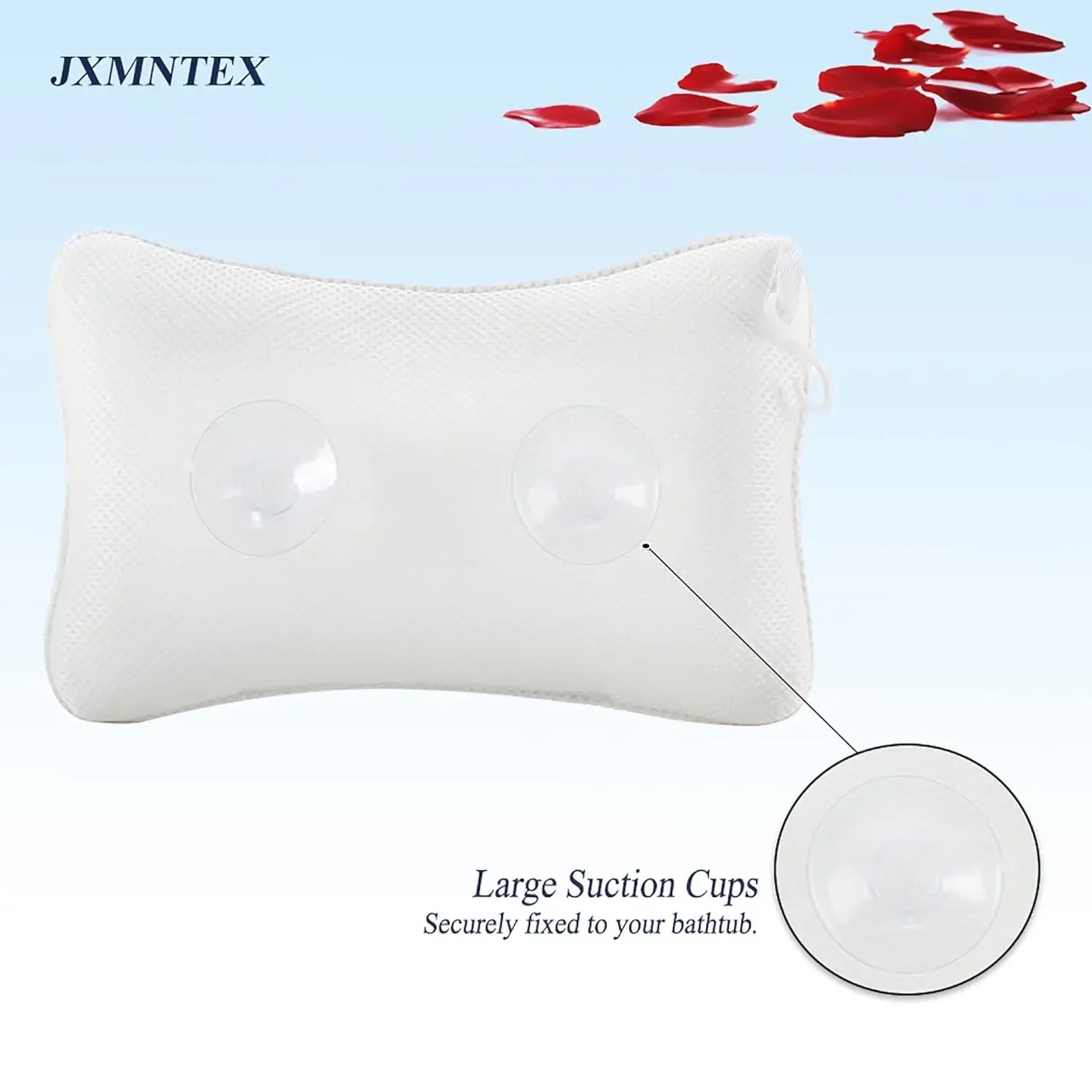 Non-Slip Bath Pillow with Breathable Mesh, Head & Neck Support, Machine Washable, 2 Suction Cups Peaceful Pleasures Health and Wellness