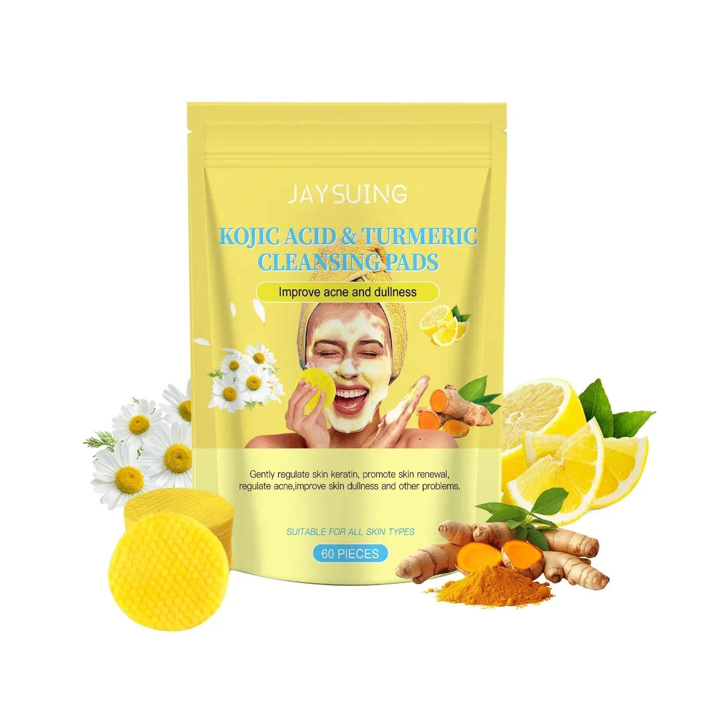 Turmeric Exfoliating Facial Pads – Anti-Acne & Deep Cleanse