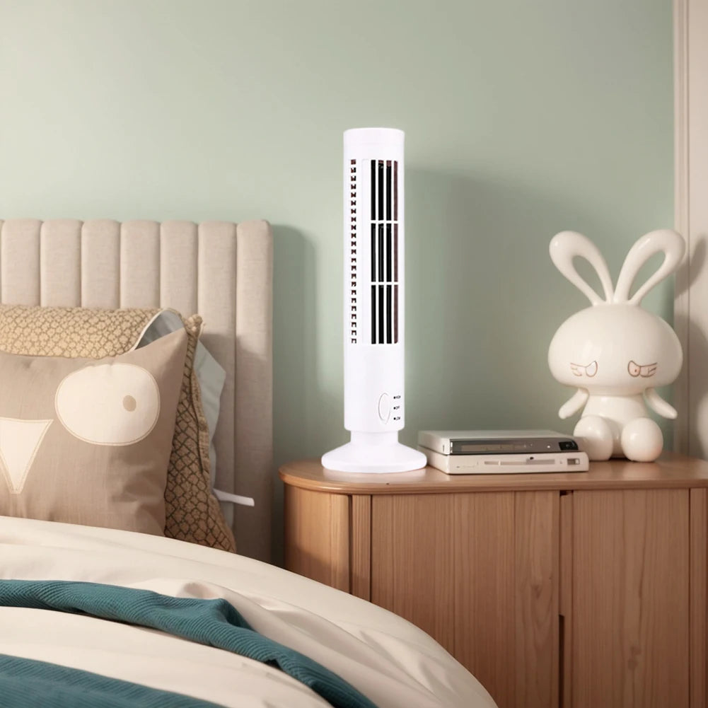 Mini Bladeless Tower Fan – USB Portable Standing Air Cooling Fan Peaceful Pleasures Health and Wellness