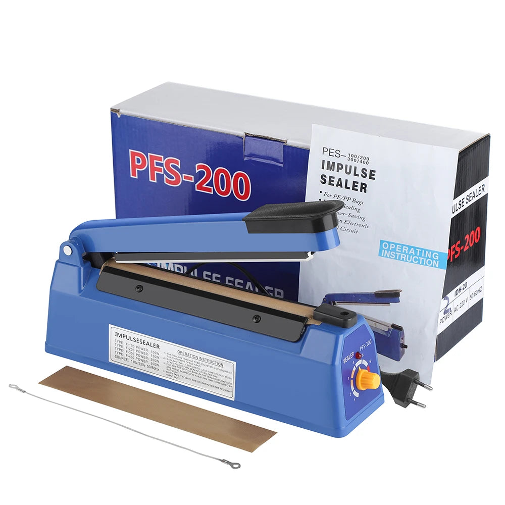 200mm Heat Sealing Machine Home Impulse Sealer Kitchen Food Vacuum Seal Kraft paper/Plastic Bag Meat/Candy/Fruit Storage 220V Peaceful Pleasures Health and Wellness 200mm 220V EU Plug