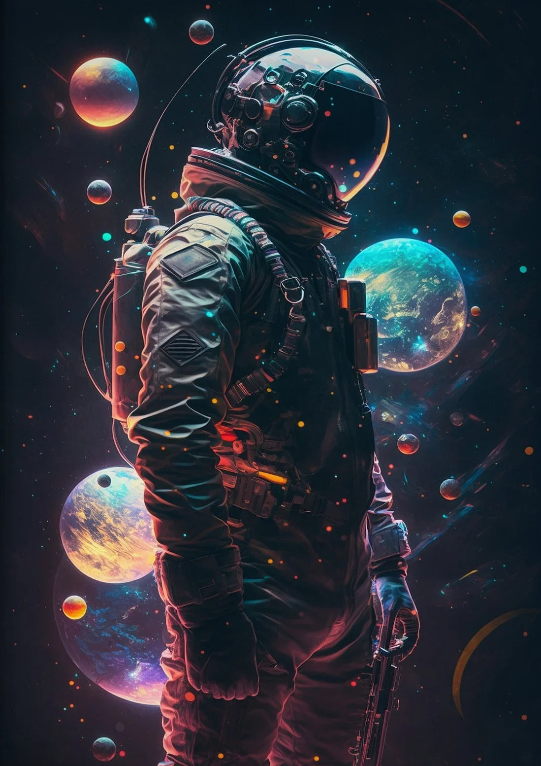 Astronaut Canvas Wall Art | Modern Sci-Fi Space Poster Print Canvas Wall Art Peaceful Pleasures Health and Wellness