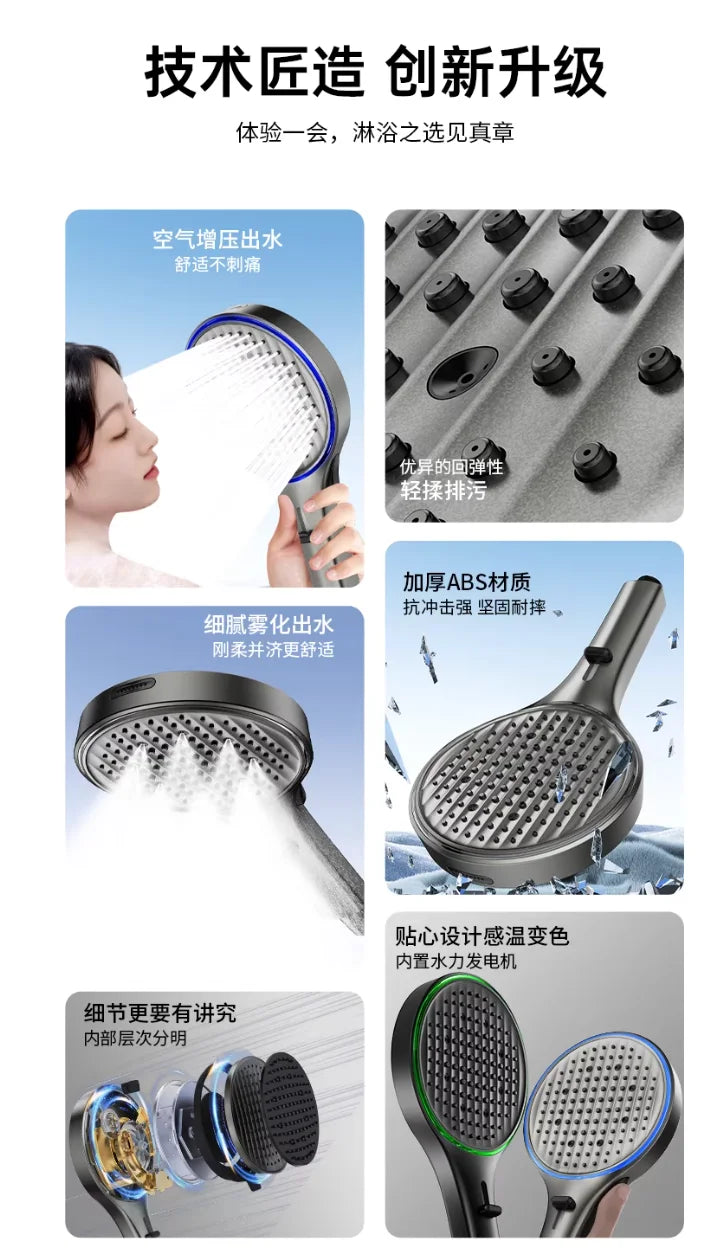 LED Temperature Sensing Shower Head | 3 Modes, Water Saving