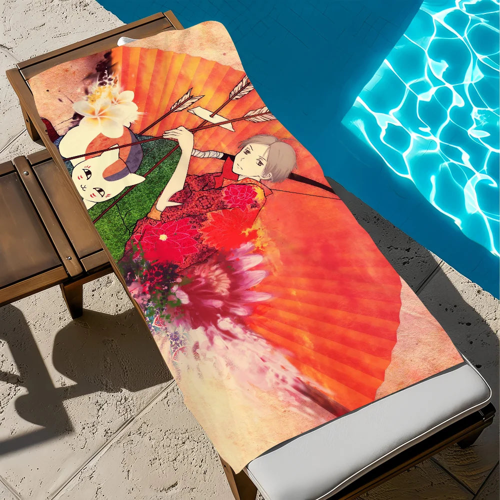Natsume Yuujinchou Anime Cat Quick-Dry Beach Towel | 11 Sizes Anime Beach Towel Peaceful Pleasures Health and Wellness z1 STJ150x260CM