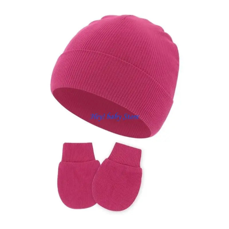 Newborn Baby Bonnet Hat & Anti-Scratch Mittens Set | Cotton