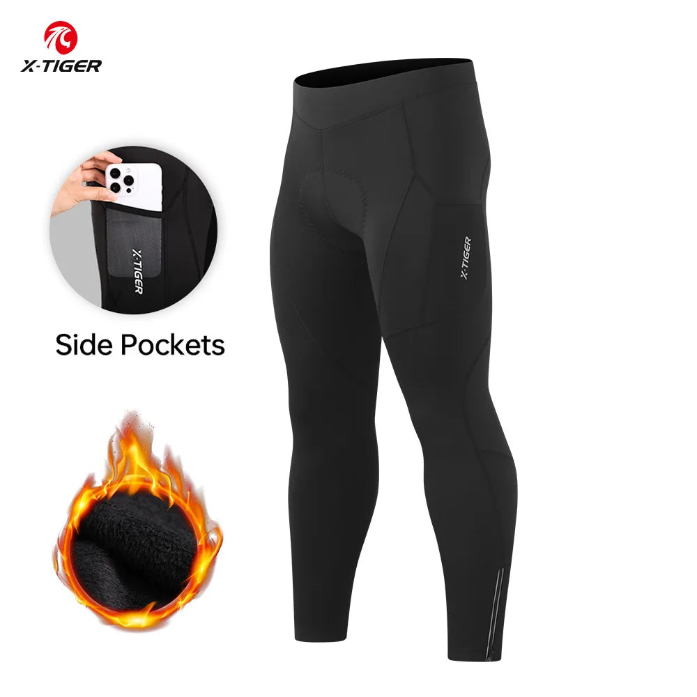 X-TIGER Men's Winter Thermal Cycling Tights | Padded & Fleece