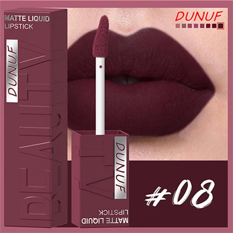DUNUF Matte Velvet Liquid Lipstick – Long-Lasting Purple Lip Gloss