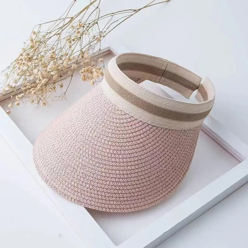 Women's Wide Brim Pearl Straw Sun Hat – Elegant Beach Cap