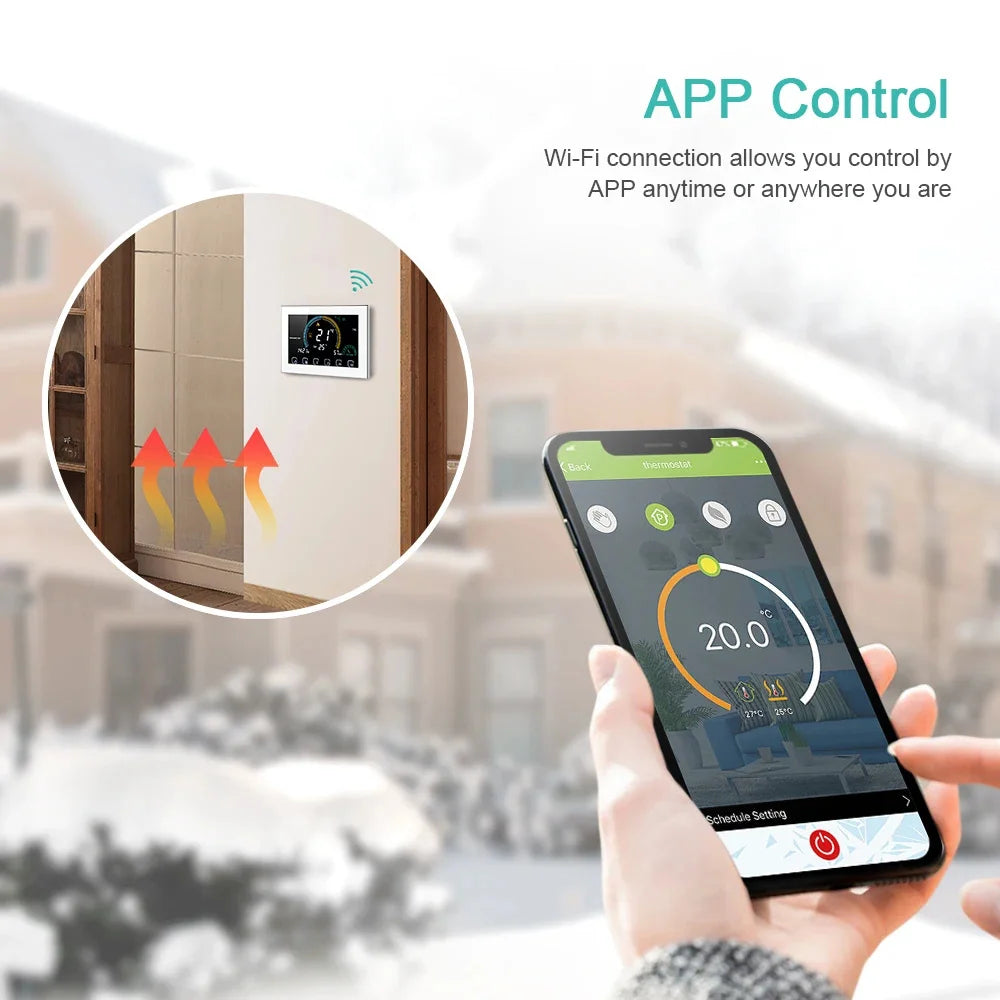 TUYA Wi-Fi Smart Large Colorful Screen Room Programmable Air Thermostat WIFI for Switch Heating Cooler Bridge Voice Alexa Peaceful Pleasures Health and Wellness