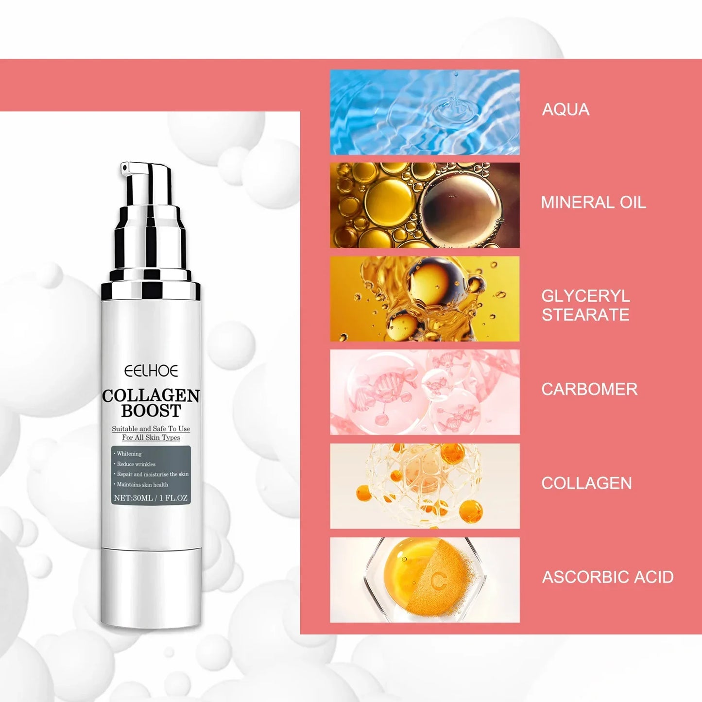 EELHOE Collagen Booster Face Cream Moisturizing Firming Skin Care for Women Reduces Wrinkles Fine Lines Hyaluronic Acid Skincare Peaceful Pleasures Health and Wellness
