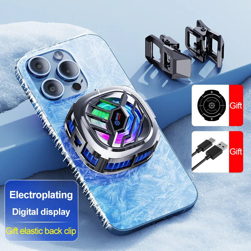 Fan Cooler For Phone Semiconductor Cooling Fan For Mobile Cooler Phone Gaming Portable Cooler Mobile Phone Cooler Fan Phone Clip Peaceful Pleasures Health and Wellness Electroplating1