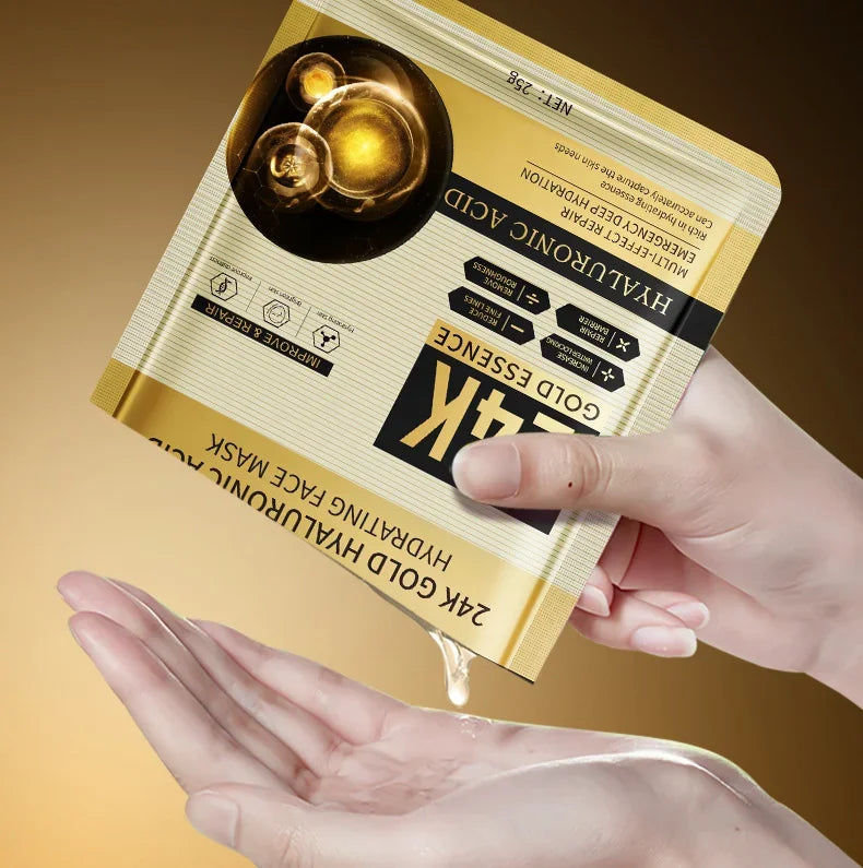10-Pack 24K Gold Hyaluronic Acid Face Masks – Korean Skincare